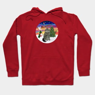 Santa Takes Off into a Glorious Sunset - featuring a Main Coon Cat Hoodie